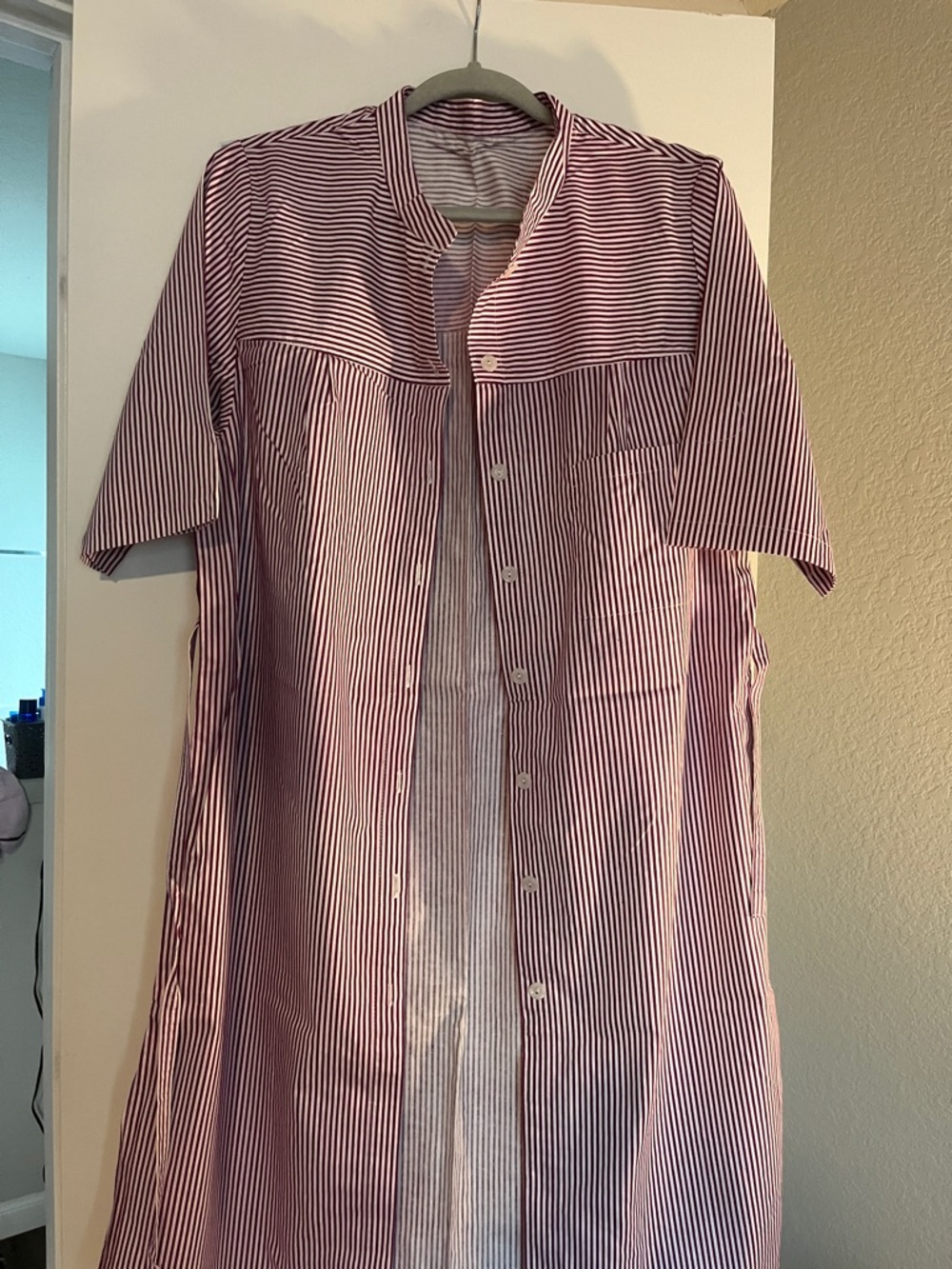 Hand Crafted Red and White Striped Midi Dress